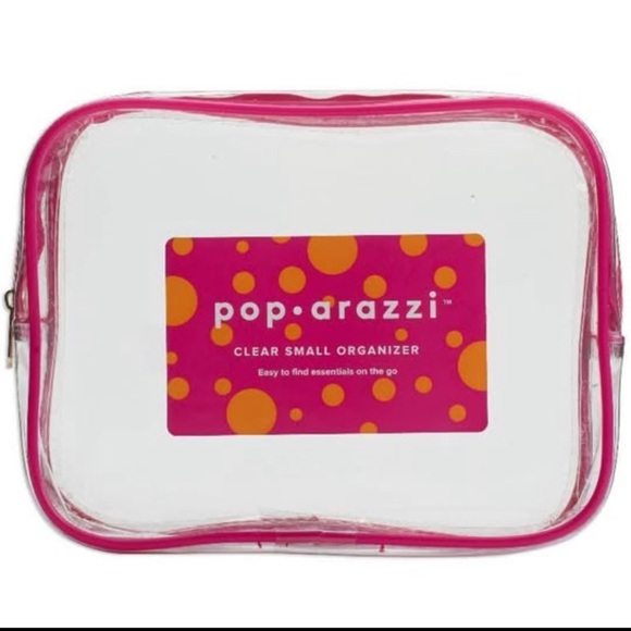 pop—arrazi Handbags - Pop-arazzi Clear Small Organizer with Pink Trim